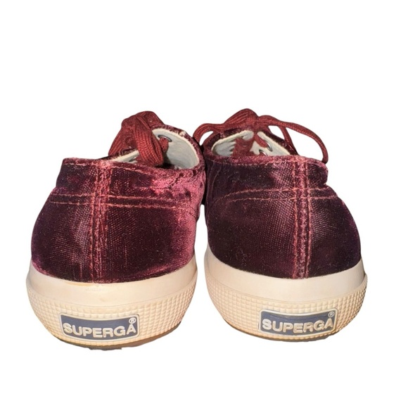 SUPERGA 2750 Velvet Sneakers in Bordeaux Shoes Size 9 - Picture 7 of 16